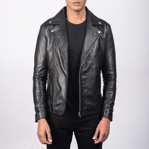 Black Handmade Real Leather Biker Jacket